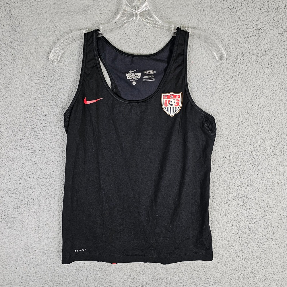 Nike Tank Women M Black Nike Pro Combat USA Soccer Tank 414913-010 USWNT